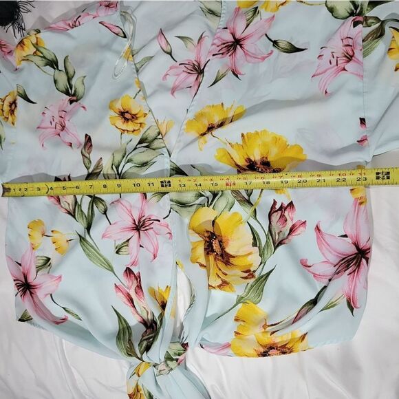 Forever 21 floral front tie blouse sz 0x - Picture 6 of 8